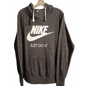 Nike Just Do It Pullover Hoodie Dark Gray Size L EUC (JC09)